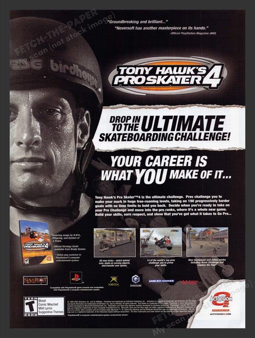 2002 Tony Hawk's Pro Skater 4 Video Game Print Advertisement