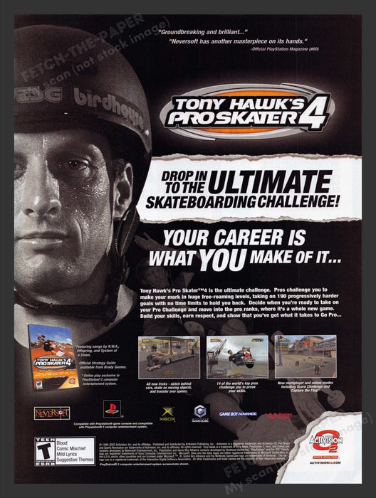 2002 Tony Hawk's Pro Skater 4 Video Game Print Advertisement