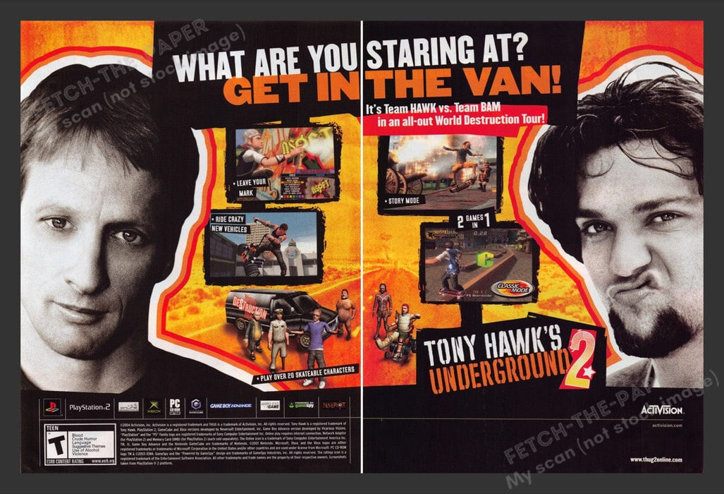 2004 Tony Hawk's Underground 2 Video Game Print Advertisement (2 Pages)