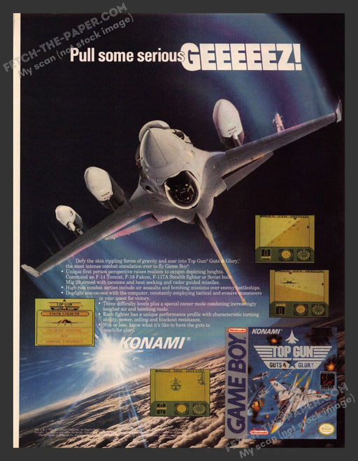 1994 Print Advertisement Top Gun: Guts & Glory Video Game Ad.