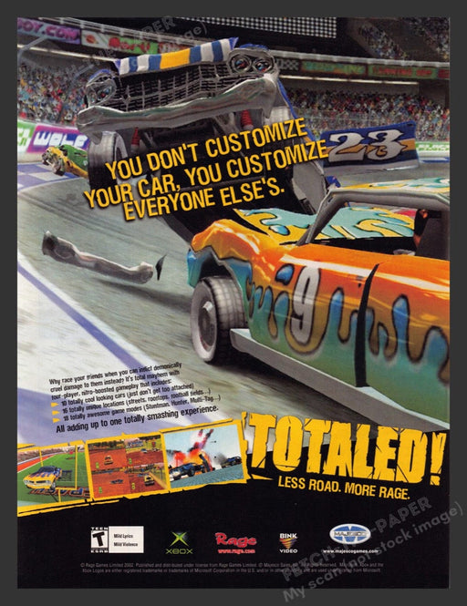 2002 Totaled! "Less road. More rage." Video Game Print Advertisement