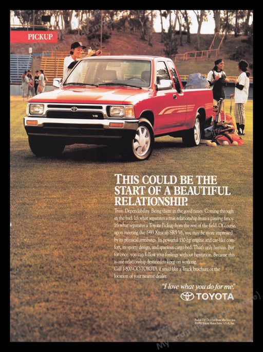 Toyota 1990s Print Advertisement Ad 1993 Xtracab SR5 V6 Fetch the Paper!