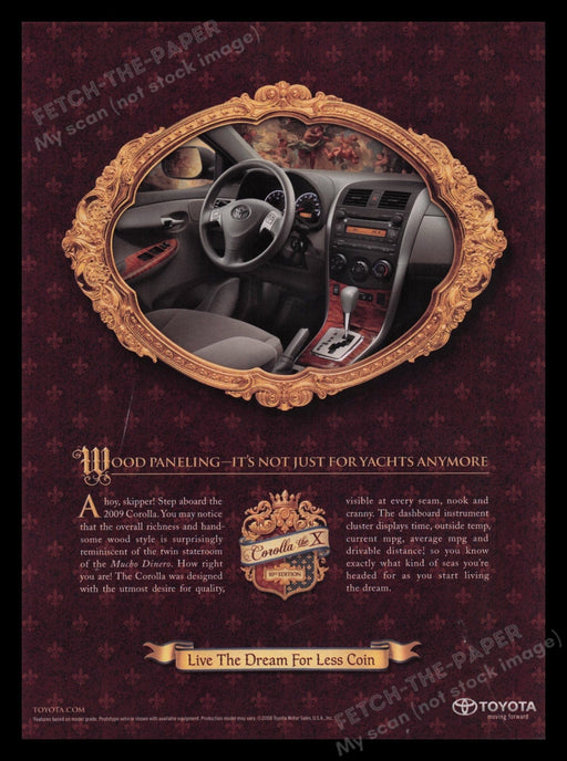 Toyota 2000s Print Advertisement Ad 2008 Corolla the X Inside Car Promo Fetch the Paper!