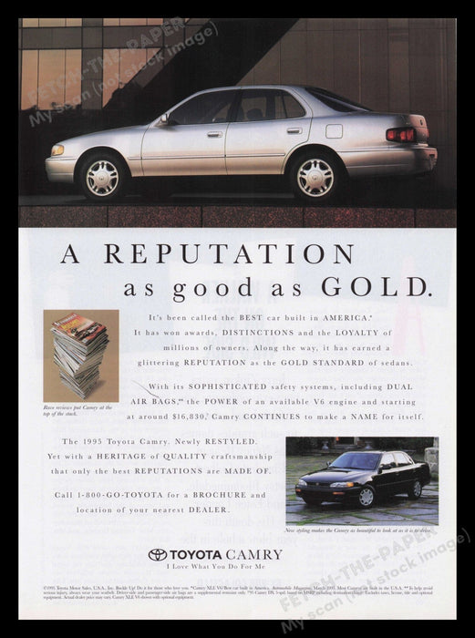 Toyota Camry 1990s Print Advertisement 1995 Car Sedan Fetch the Paper!