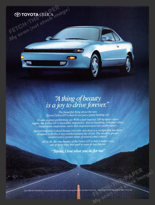 1990 Toyota Celica GT Desolate Road Print Advertisement Ad
