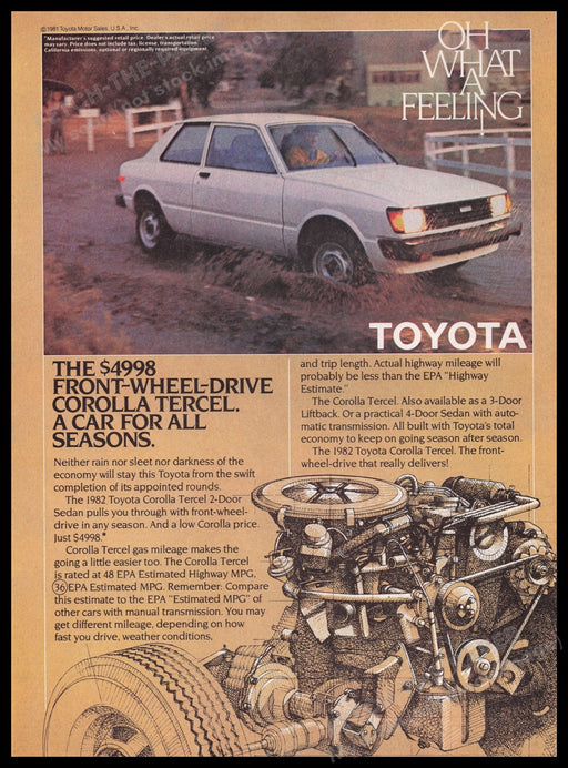 Toyota Corolla Tercel 1980s Print Advertisement Ad 1982 Fetch the Paper!