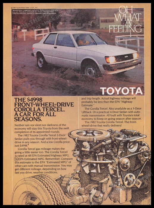 Toyota Corolla Tercel 1980s Print Advertisement Ad 1982 Fetch the Paper!
