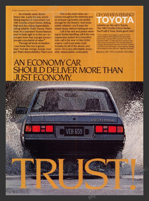 1983 Toyota Corolla "Trust!" Print Advertisement Ad