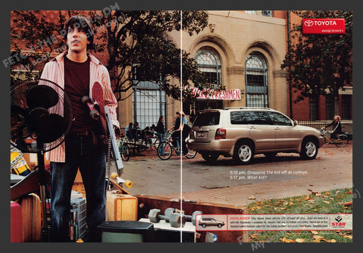 2005 Print Advertisement 2 Page Toyota Highlander College Freshman Ad.