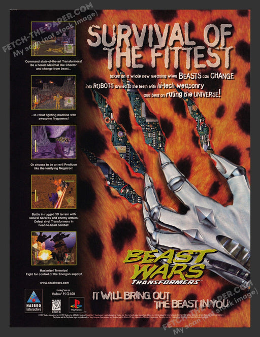 1997 Print Advertisement Transformers: Beast Wars Video Game Ad.
