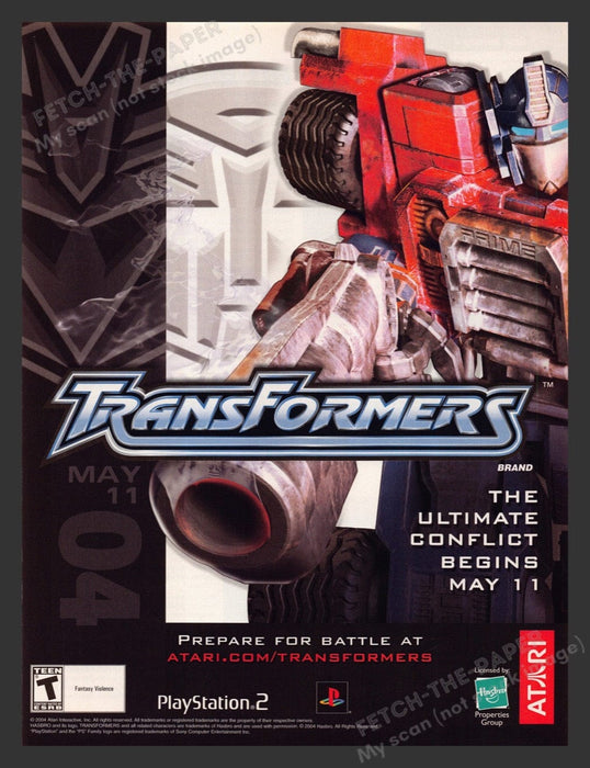 2004 TransFormers "Prepare for battle!" Video Game Print Advertisement