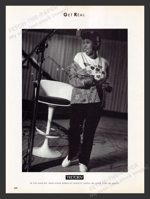 1990 Tretorn Shoes Aretha Franklin Singing Print Advertisement Ad
