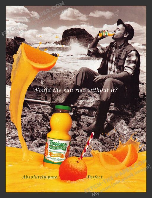 1998 Print Advertisement Tropicana Orange Juice Beverage Ocean Fisherman Ad.