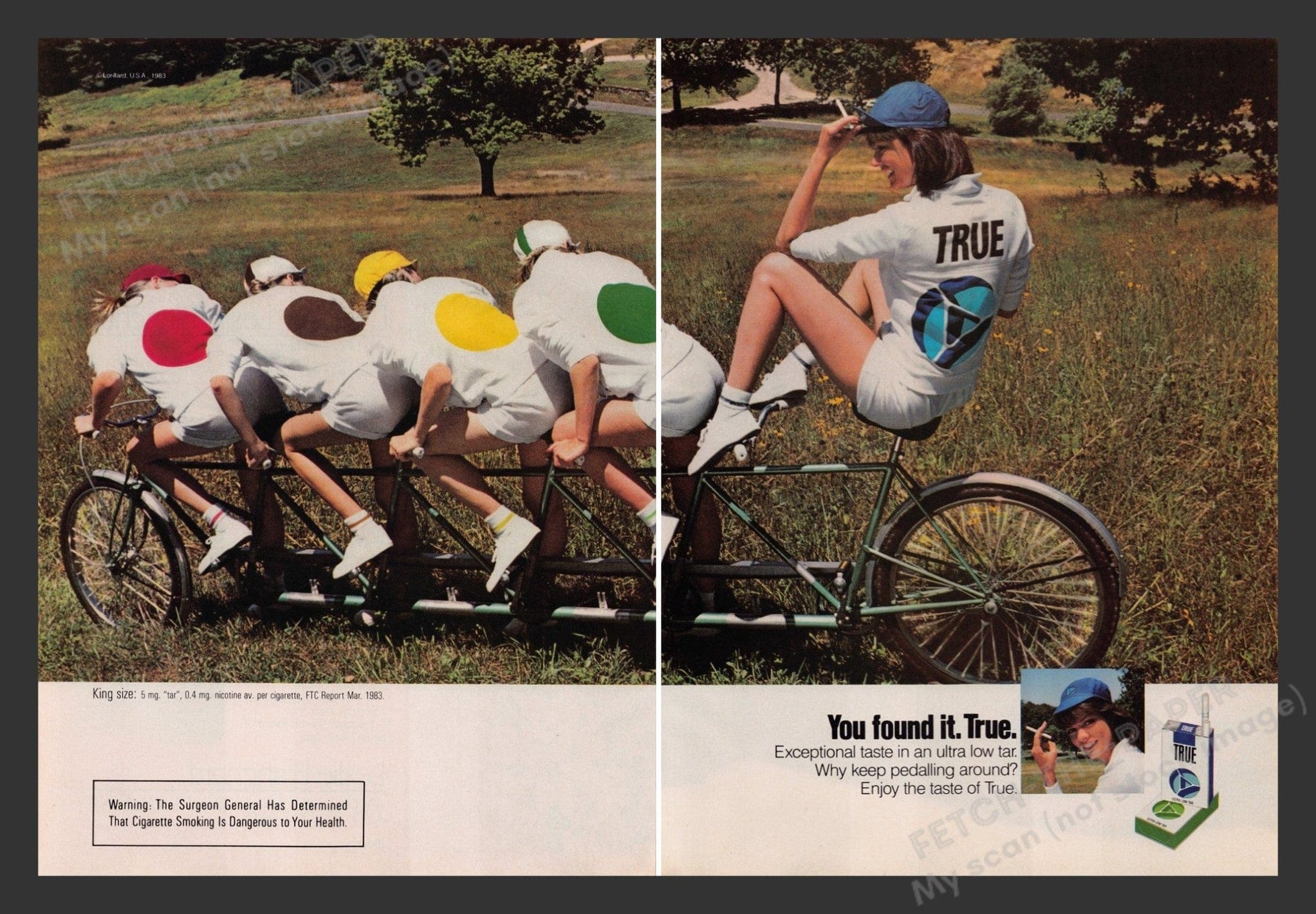 True 1980s Print Advertisement Ad (2 pages) 1983 Cigarettes Tandem Bic ...