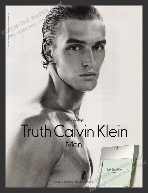 2002 Print Advertisement Truth Calvin Klein Fragrance Shaun de Wet Male Model.