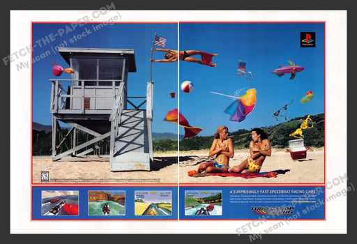 1998 Print Advertisement 2 Page Turbo Prop Racing Topless Girls Video Game Ad.