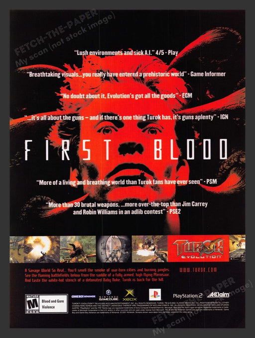2002 Turok Evolution Red First Blood Video Game Print Advertisement
