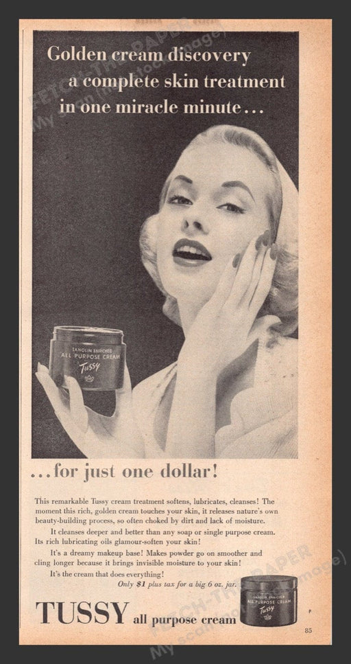 1956 Tussy All Purpose Golden Cream Print Advertisement Ad