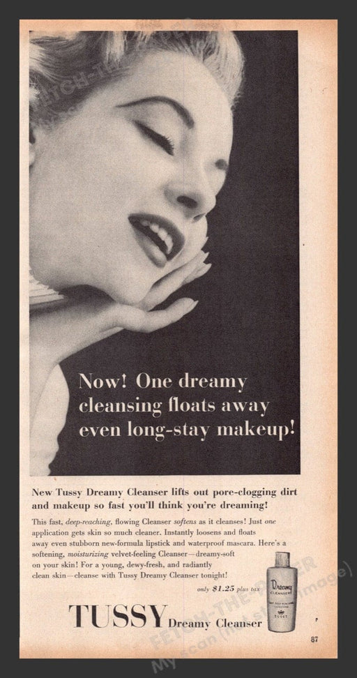 1956 Tussy Dreamy Cleanser Makeup Remover Face Print Advertisement Ad