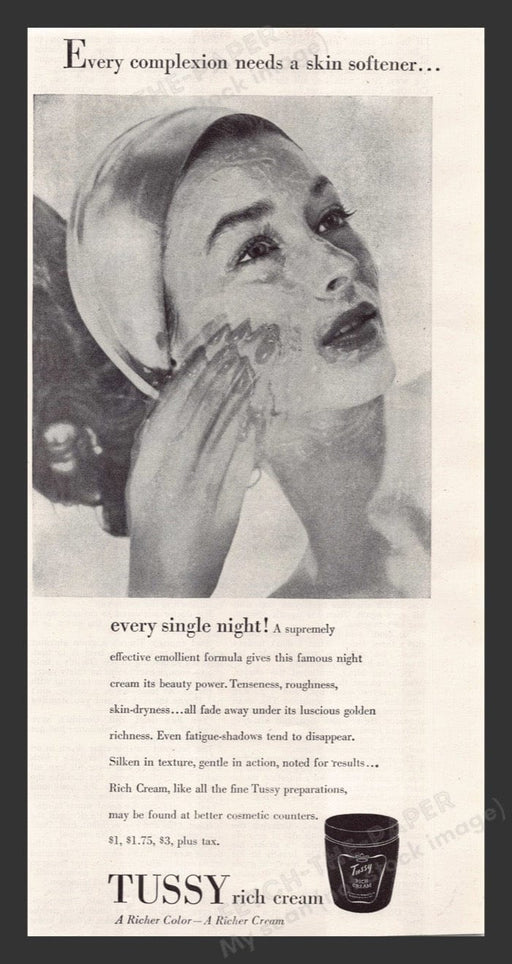 1948 Tussy Rich Cream Face Woman Skin Complextion Print Advertisement Ad