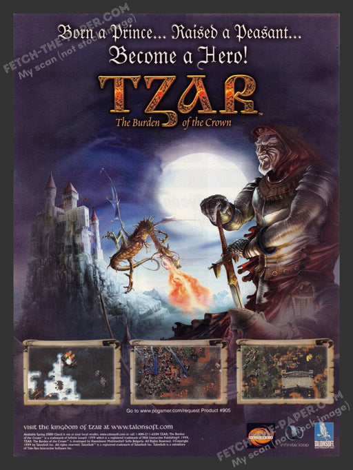 2000 Print Advertisement Tzar: The Burden of the Crown Video Game Ad.