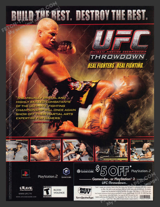 2002 Print Advertisement UFC Throwdown Video Game Ad.