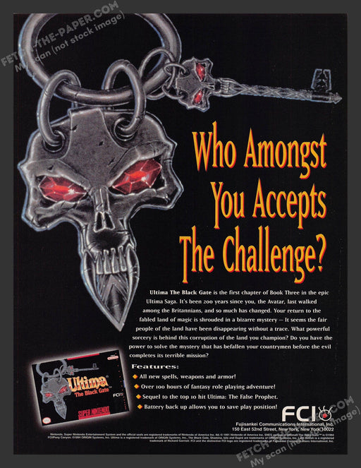 Ultima: The Black Gate Video Game 1990s Print Advertisement Ad Fetch the Paper!