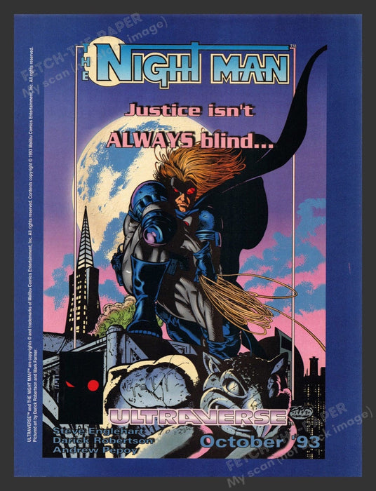 1993 Ultraverse The Night Man Comic Print Advertisement