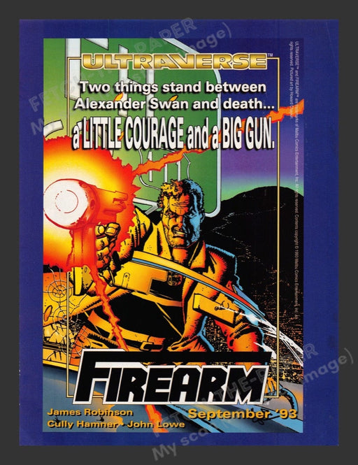 1993 Ultraverse Alexander Swan Firearm Comic Print Advertisement