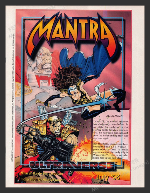1993 Ultraverse Mantra Comic Print Advertisement