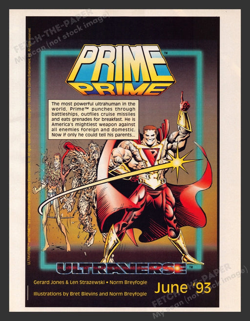 1993 Ultraverse Prime "Ultrahuman" Comic Print Advertisement