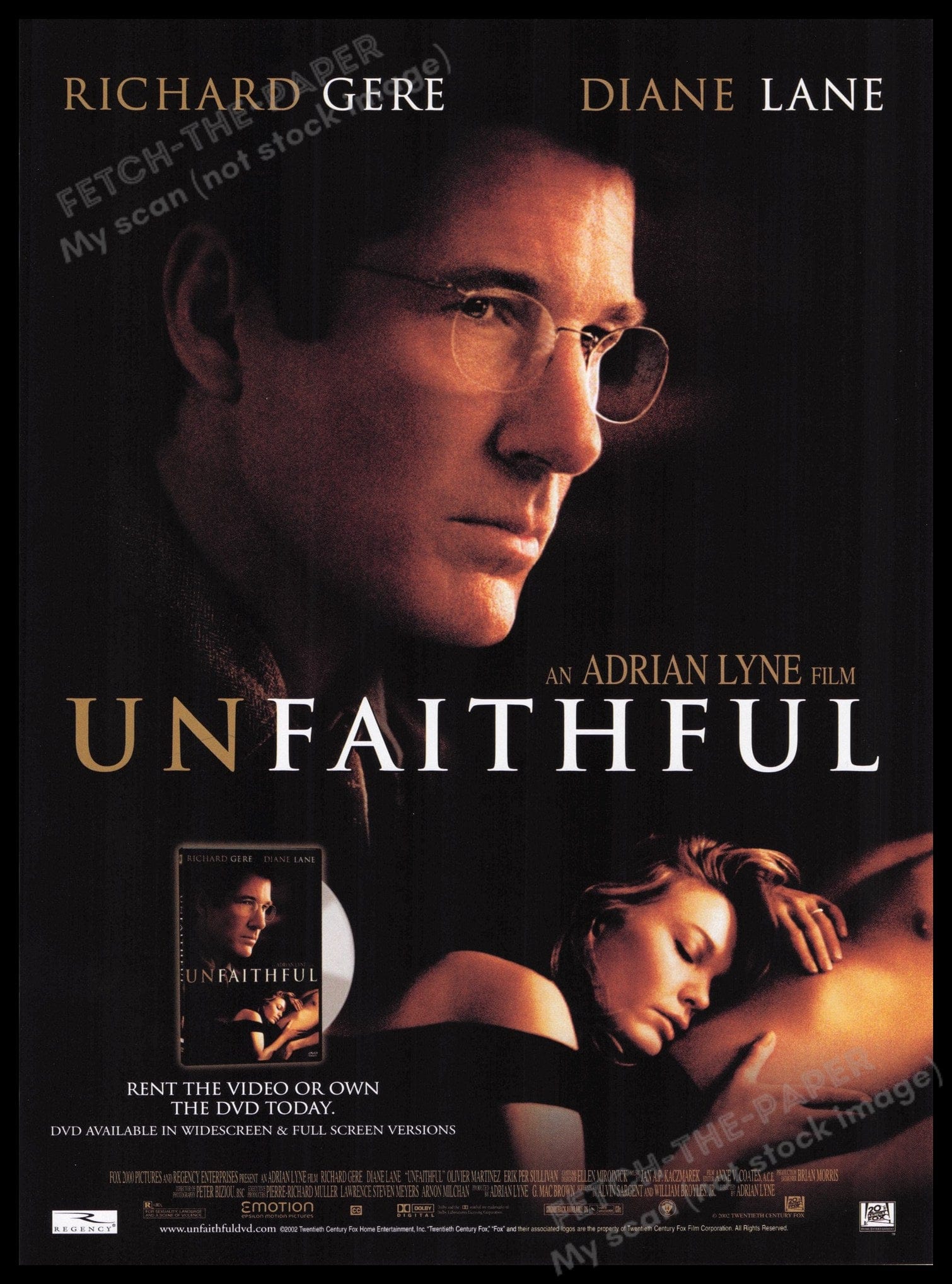 Unfaithful Movie 2003 Print Ad with Richard Gere & Diane