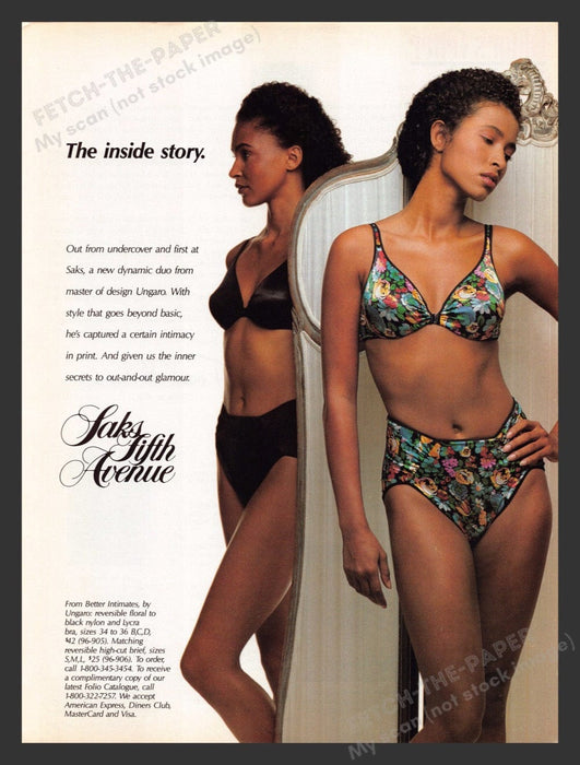 1989 Ungaro Better Intimates Lingerie Bra & Panties Print Advertisement Ad