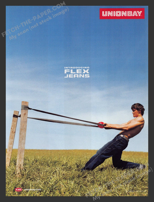 2002 Print Advertisement Unionbay Flex Jeans Clothing Slingshot Sexy Guy Ad.