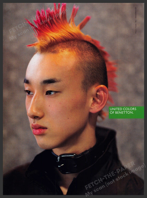 United Colors of Benetton 1990s Print Advertisement Ad 1999 Mohawk Model Fetch the Paper!