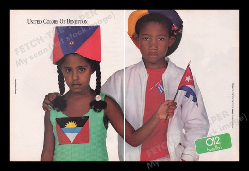 United Colors Of Benetton Clothing 1980s Print Advertisement (2 pages) 1985 Kids Fetch the Paper!