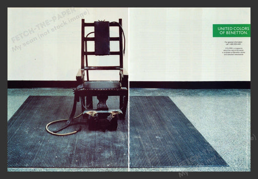United Colors of Benetton Electric Chair 1990s Print Advertisement (2 pgs) 1992 Fetch the Paper!