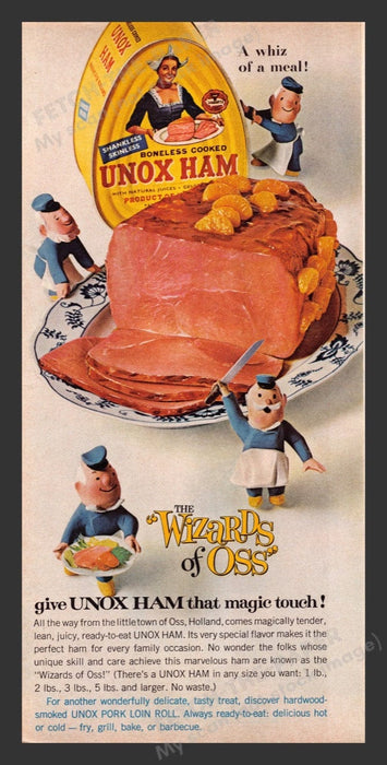 1963 Unox Ham The "Wizards of Oss" Print Advertisement Ad