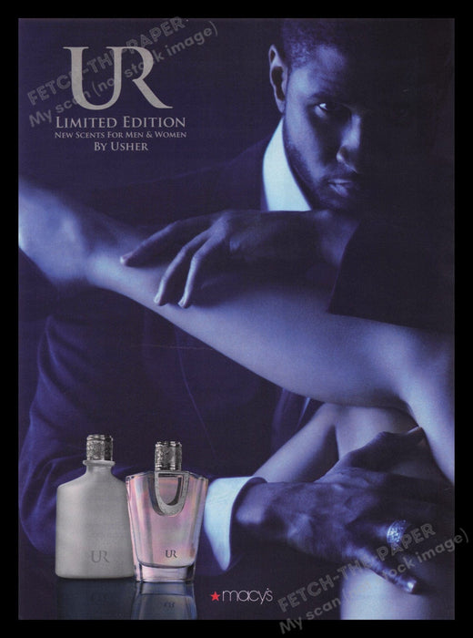UR 2000s Print Advertisement Ad 2008 Usher Perfume Cologne Man or Woman Legs Fetch the Paper!