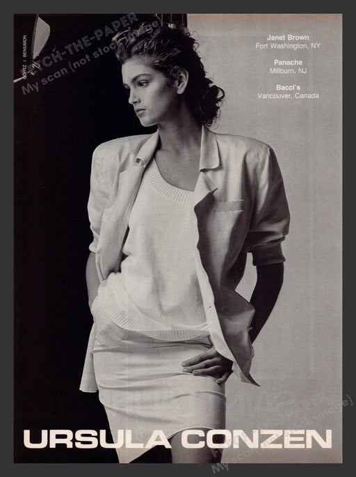 1988 Ursula Conzen Clothing Model: Cindy Crawford Print Advertisement Ad