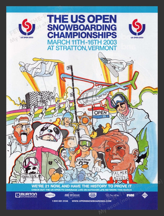 2003 US Open Snowboarding Campionships Stratton VT Print Advertisement Ad