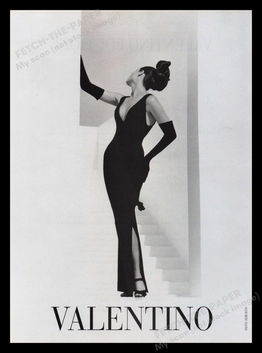 Valentino 1990s Print Advertisement 1995 Christy Turlington Standing in Doorway Fetch the Paper!
