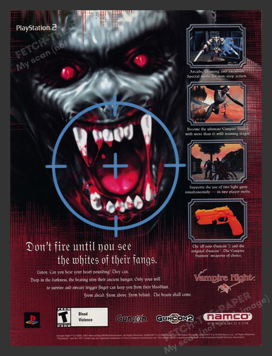 2001 Vampire Night "Whites of their fangs" Video Game Print Advertisement