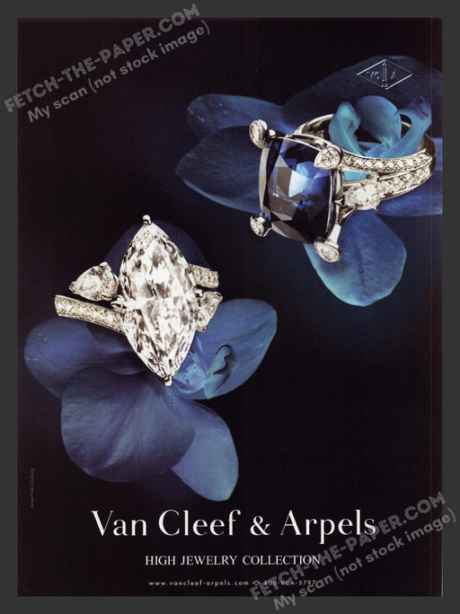 2006 Print Advertisement Van Cleef & Arpels Jewelry Blue Flowers Ad.