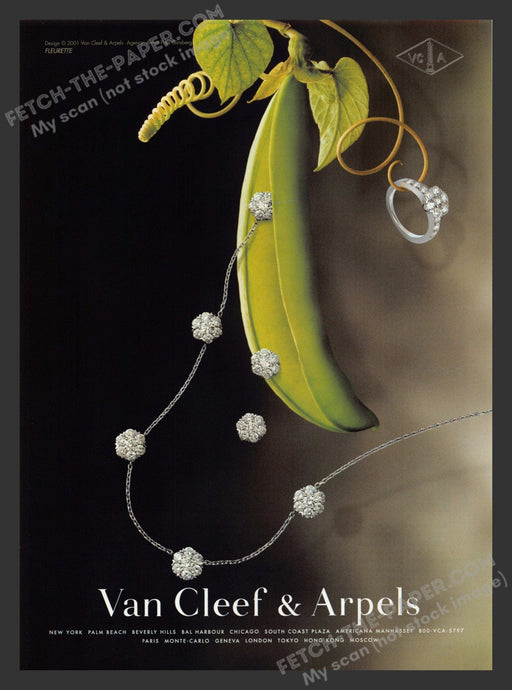 2005 Print Advertisement Van Cleef & Arpels Jewelry Pea Pod Ad.