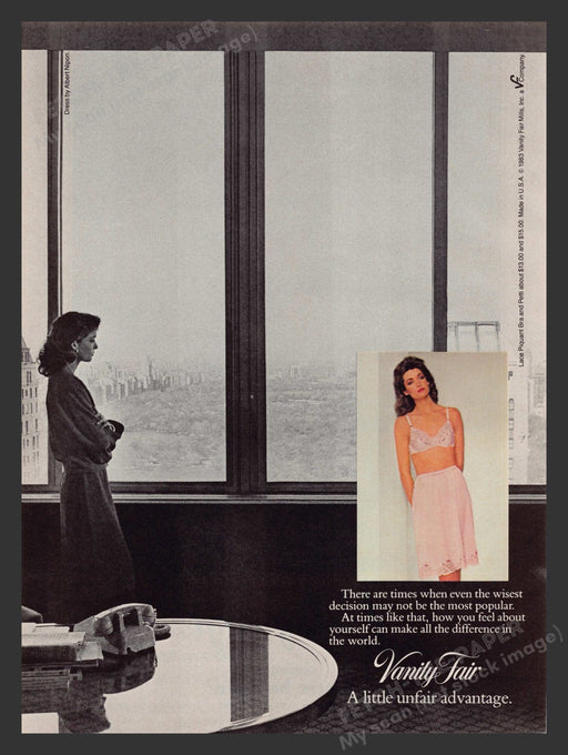 Vanity Fair 1980s Print Advertisement Ad 1983 Lingerie NYC Central Park Fetch the Paper!