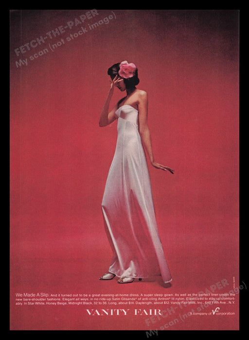 Vanity Fair Lingerie 1970s Print Advertisement Ad 1977 Slip Sexy Model Fetch the Paper!