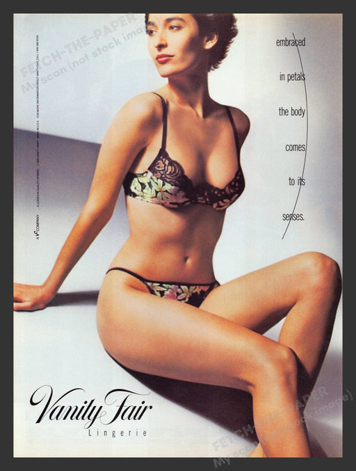 1990 Vanity Fair Lingerie Flower Petals Bra & Panties Print Advertisement Ad