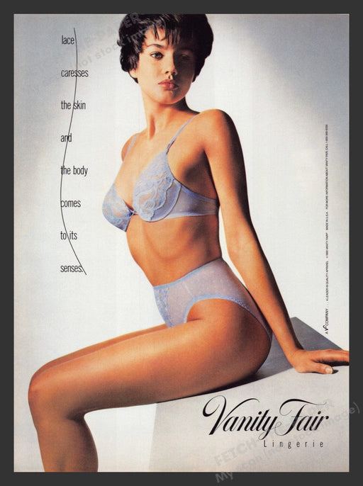 1990 Vanity Fair Lingerie Lace Bra & Panties Brunette Print Advertisement Ad