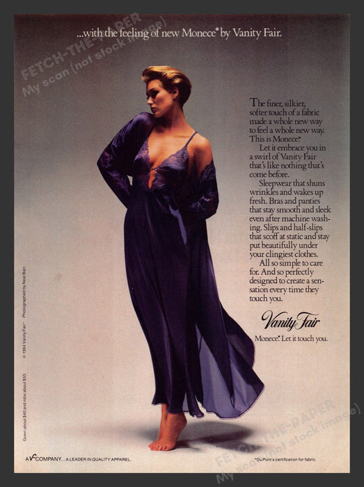 1984 Vanity Fair Monece Fabric Lingerie Print Advertisement Ad